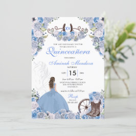 Invitación Blue Western Charra Floral Boots Quinceañera