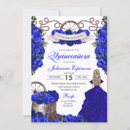 Invitación Blue Western Charra Ranchero Quinceanera