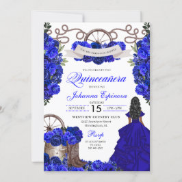 Invitación Blue Western Charra Ranchero Quinceanera