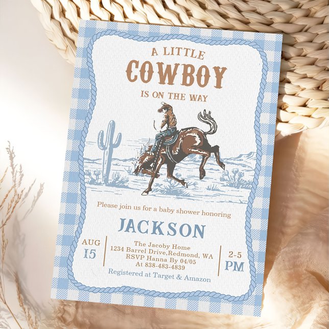 Invitación Blue Western Cowboy Baby shower Invitation  (Subido por el creador)