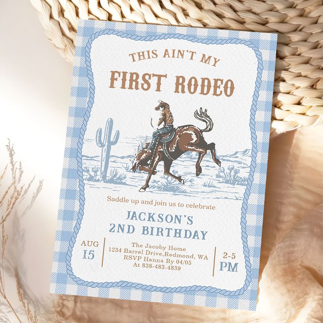 Invitación Blue Western Cowboy Birthday Invitation  (Subido por el creador)