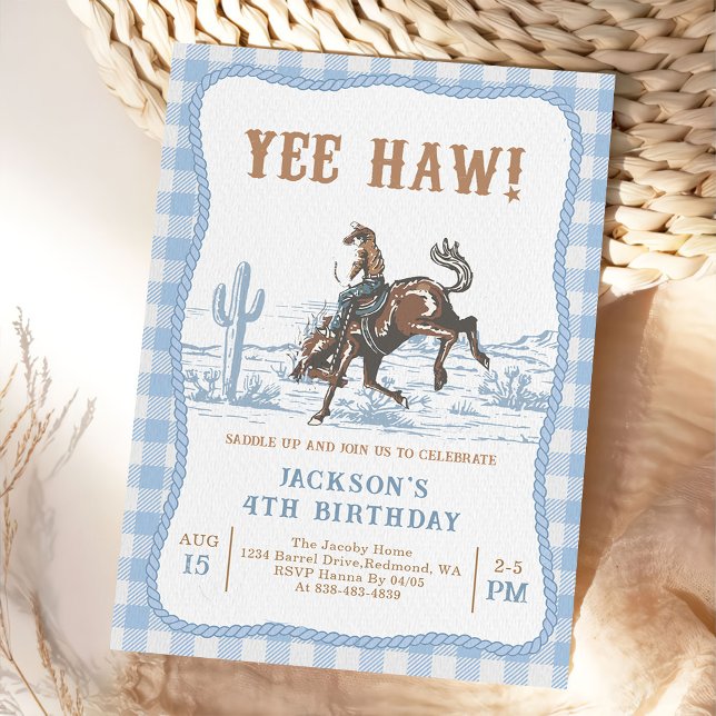 Invitación Blue Western Cowboy Birthday Invitation  (Subido por el creador)