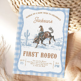 Invitación Blue Western Cowboy First Rodeo Invitation