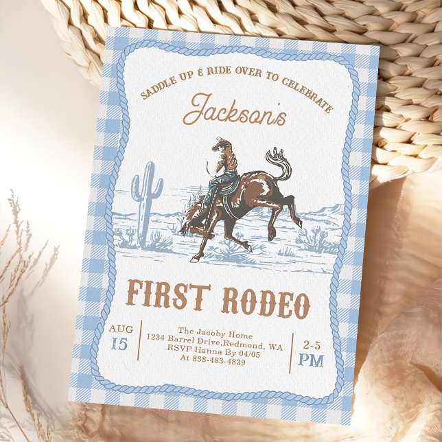Invitación Blue Western Cowboy First Rodeo Invitation  (Subido por el creador)