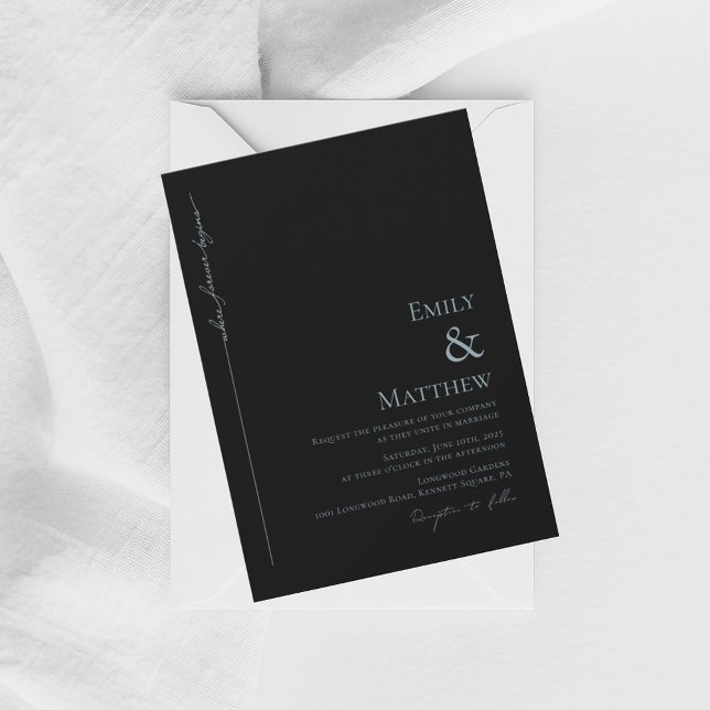 Invitación Blue Where Forever Begins Black Wedding Invitation (Subido por el creador)