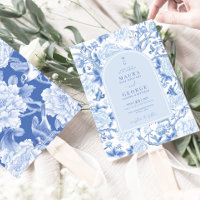 Blue White Birds Peony Chinoiserie Boda en el jard