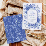 Invitación Blue White Chinoiserie Flower Garden Baby Shower<br><div class="desc">Este diseño de inspiración chinoiserie presenta elegantes flores botánicas y vegetación en tonos azules y blancos. Personalice la invitación con sus detalles y si desea reorganizar el estilo y la ubicación del texto,  pulse el botón "Haga clic para más personalizares".</div>