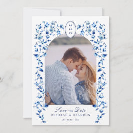 Invitación Blue & white Delft Photo Save the Date