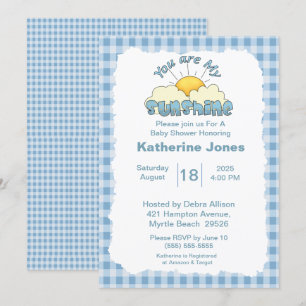 Invitación Blue White Eres Mi Baby Shower Sunshine