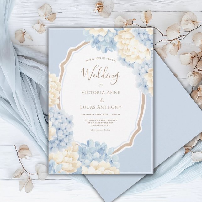 Invitación Blue & White Hydrangeas Vintage Wedding (Subido por el creador)