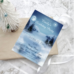 Invitación Blue & White Ice Winter Wonderland fiesta de cumpl
