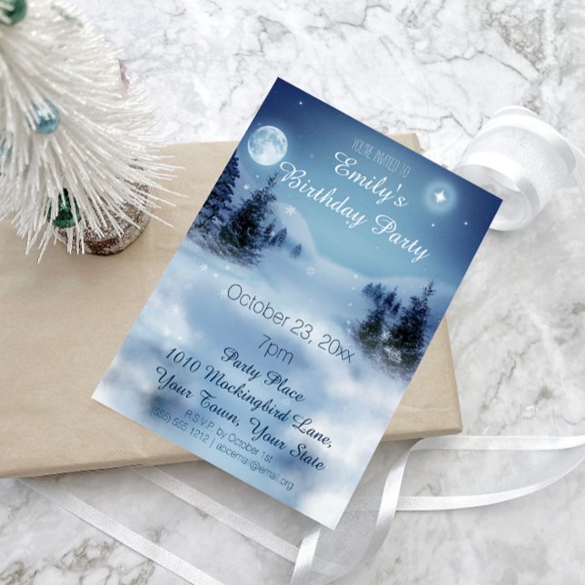 Invitación Blue & White Ice Winter Wonderland fiesta de cumpl (Subido por el creador)