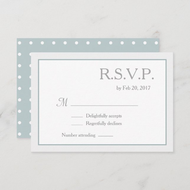 Invitación Blue White Polka Dots Wedts RSVP (Anverso / Reverso)