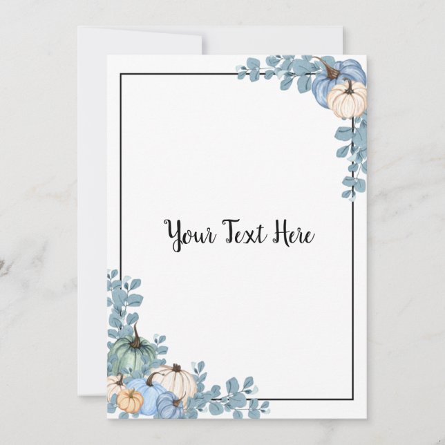 Invitación Blue & White Pumpkins (Anverso)