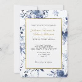 Invitación Blue White Romantic Floral Wedding