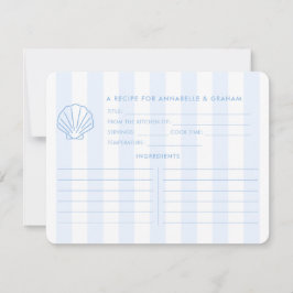 Invitación Blue White Shell Beachy Bridal Shower Recipe Card