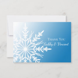 Invitación Blue White Snowflake Boda de Invierno Gracias Nota