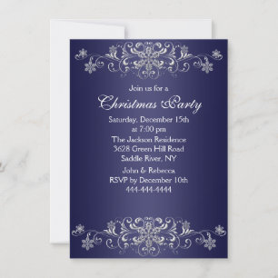 Invitación Blue & White Snowflake Christmas Party Invite