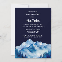 Invitación Blue White Snowy Mountains Bachelorette Party