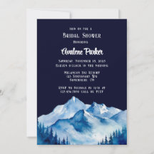 Blue White Snowy Mountains Bridal Shower