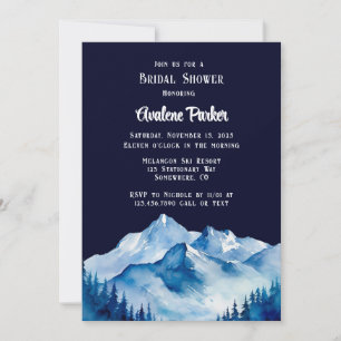 Invitación Blue White Snowy Mountains Bridal Shower