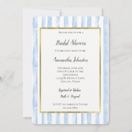 Invitación Blue White Stripes Bridal Shower