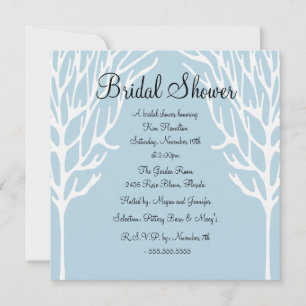 Invitación Blue & White Tree Design Bridal Shower Invitation