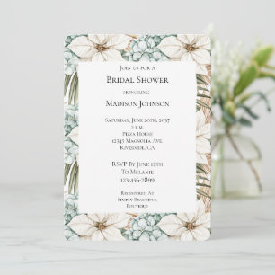 Invitación Blue White Tropical Hydrangea Floral Bridal Shower
