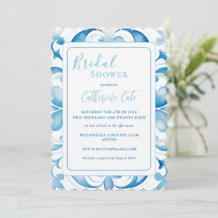 Invitación Blue & White Tuscan Design Bridal Shower