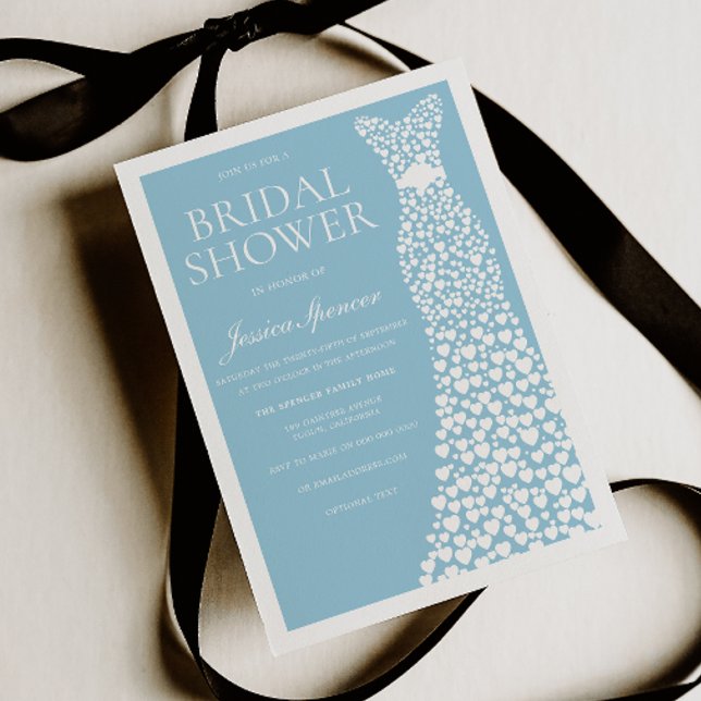 Invitación Blue & White Wedding Dress Border Bridal Shower (Subido por el creador)