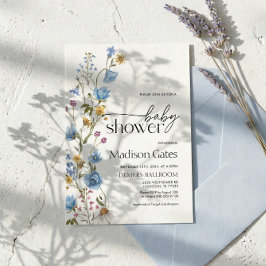 Invitación Blue Wildflower Baby Shower Invitation 