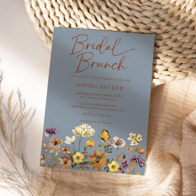 Invitación Blue Wildflower Boho Bridal Shower (Subido por el creador)
