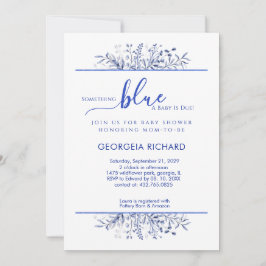 Invitación Blue Wildflower Border Something Blue Baby Shower
