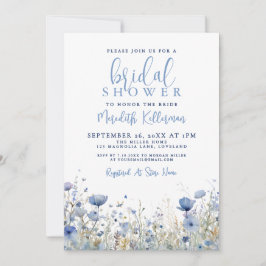 Invitación Blue Wildflower Floral Bridal Shower