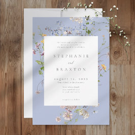 Invitación Blue Wildflower Garden Elegant Wedding