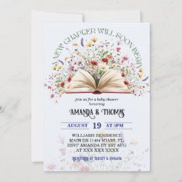 Invitación Blue Wildflower Storybook New Chapter Baby Shower
