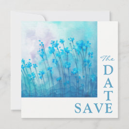 Invitación Blue Wildflowers Wedding Save The Date