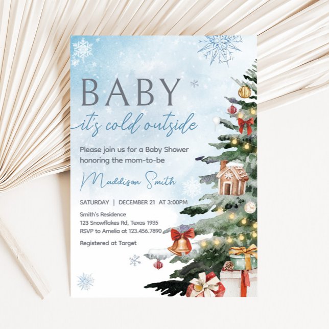 Invitación Blue Winter Baby It's Cold Fuera de Baby Shower (Baby It's Cold Outside Baby Shower Invitation
)