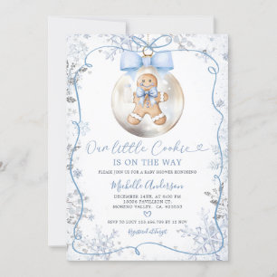 Invitación Blue Winter Baubles Hand Drawn Cookie Baby Shower