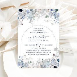Invitación Blue Winter Flower Watercolor Arch Bridal Shower