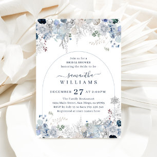 Invitación Blue Winter Flower Watercolor Arch Bridal Shower