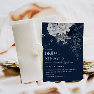 Invitación Blue Winter Flower Watercolor Bridal Shower