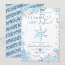 Blue Winter Onederland Snowflake Primer cumpleaños