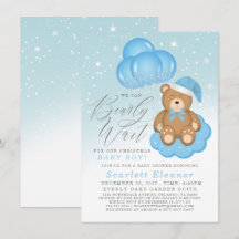 Blue Winter Sleepy Bear Balloons Boy Baby Shower
