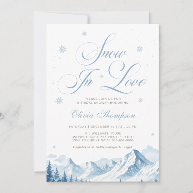 Invitación Blue Winter Snow In Love Bridal Shower (Anverso)