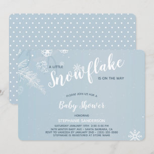Invitación Blue Winter Snowflake Baby Shower para niños