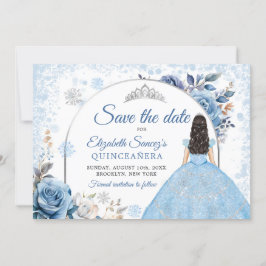 Invitación Blue Winter Snowflake Mis Quince Save The Date