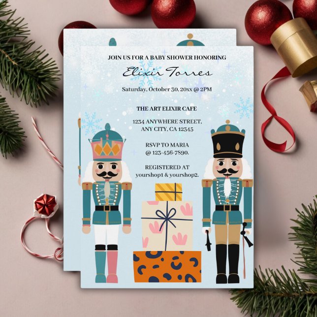 Invitación Blue Winter Snowflakes Nutcracker Baby Shower (Subido por el creador)
