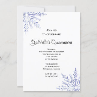 Invitación Blue Winter Snowflakes Quinceanera Invitation