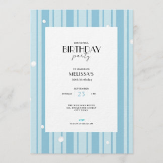 Invitación Blue Winter Stripes Pattern - 30th Birthday